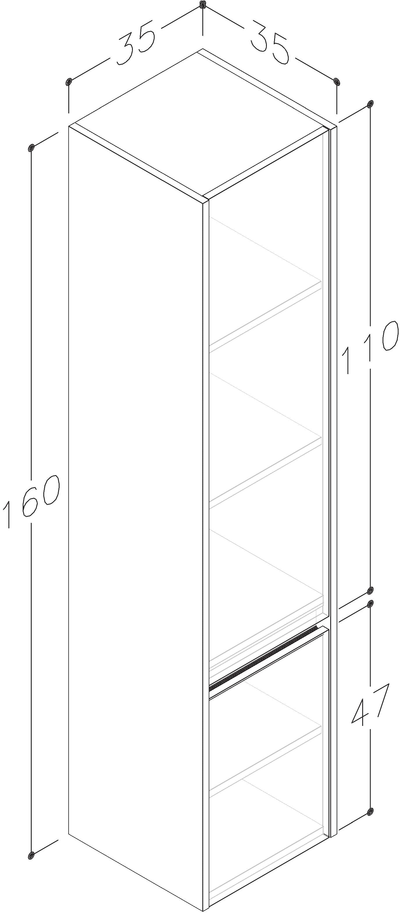 Glebe 1625mm x 380mm x 375mm 2 Door Tall Boy Storage Unit - Matt Grey