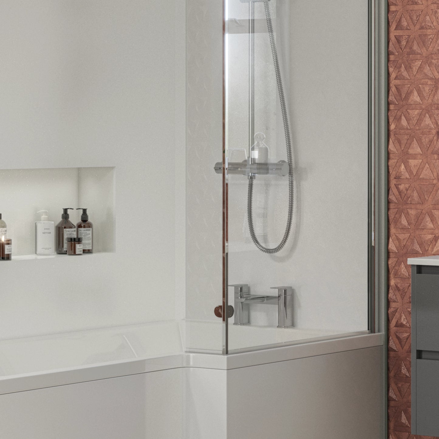 Hazeley One Spout Bath Filler w/ 2 Tap Holes - Chrome