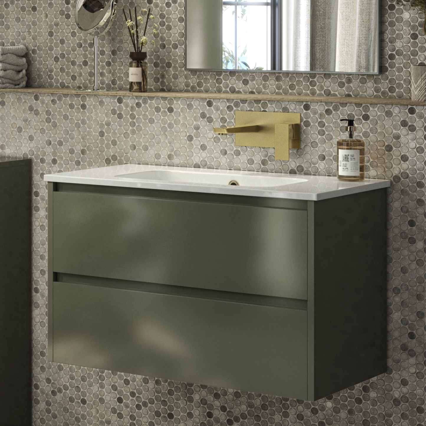 Hazeley PVD Coated Wall Mounted Basin Filler - Brushed Brass