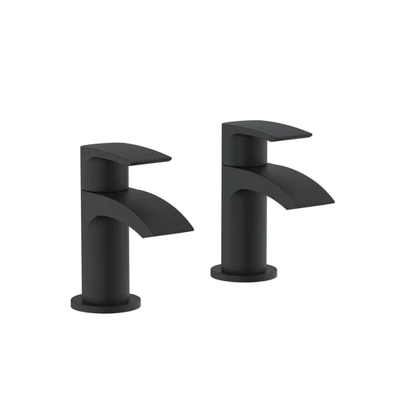 Linford Electroplated Tap Pair for 2 Tap Hole Basin - Black