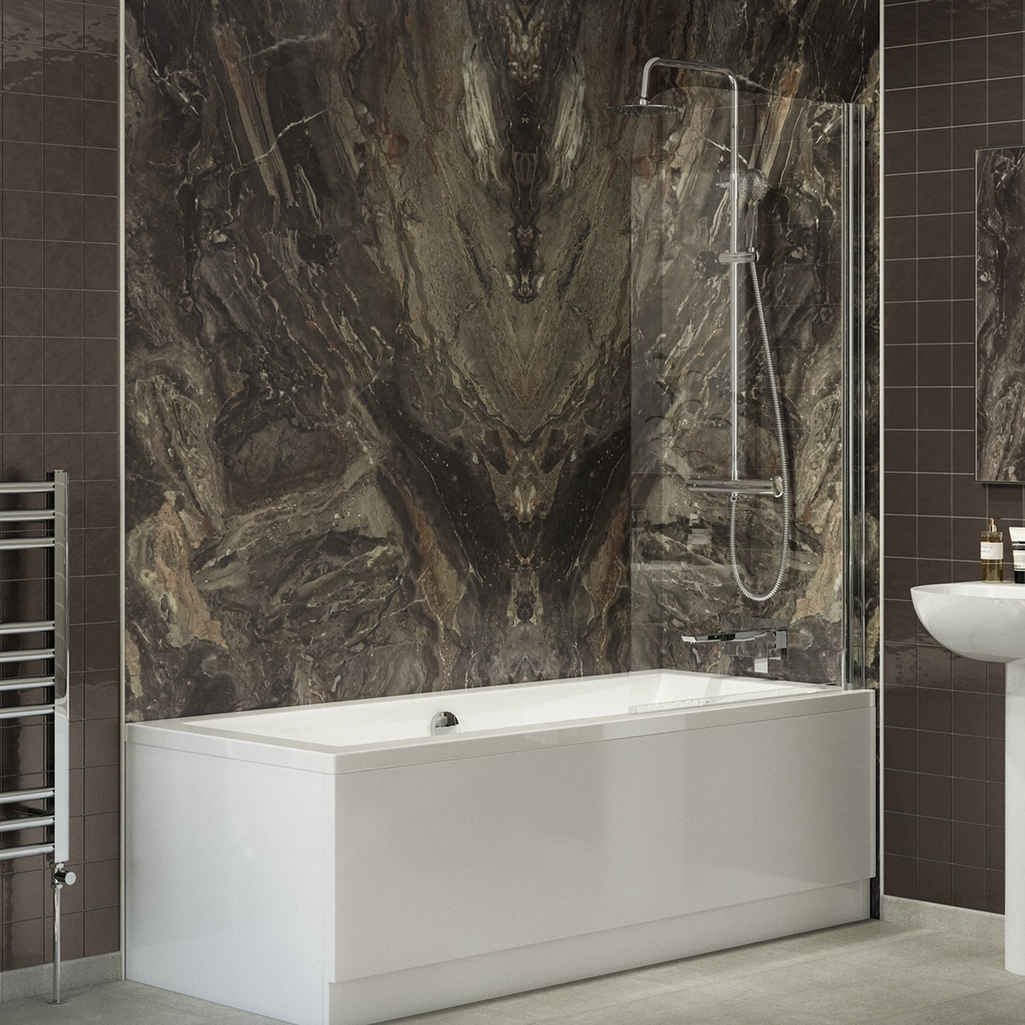 Walton 6mm x 1000mm x 1400mm Half Radius Bath Screen