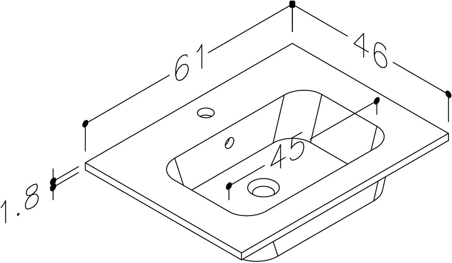Glebe 610mm x 480mm 1 Tap Hole Ceramic Washbasin
