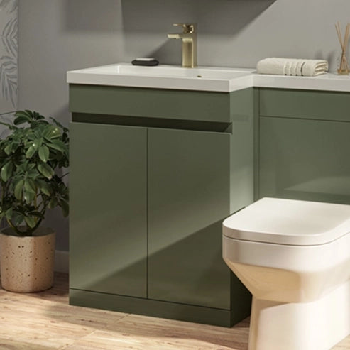 Shenley 625mm x 825mm x 410mm 2 Door Handleless Floorstanding Vanity Unit - Savannah Green
