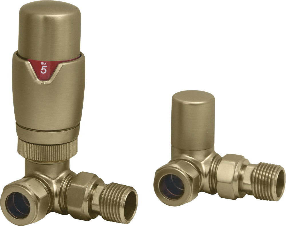 Swan TMV Thermostatic Corner Valve - Brushed Brass