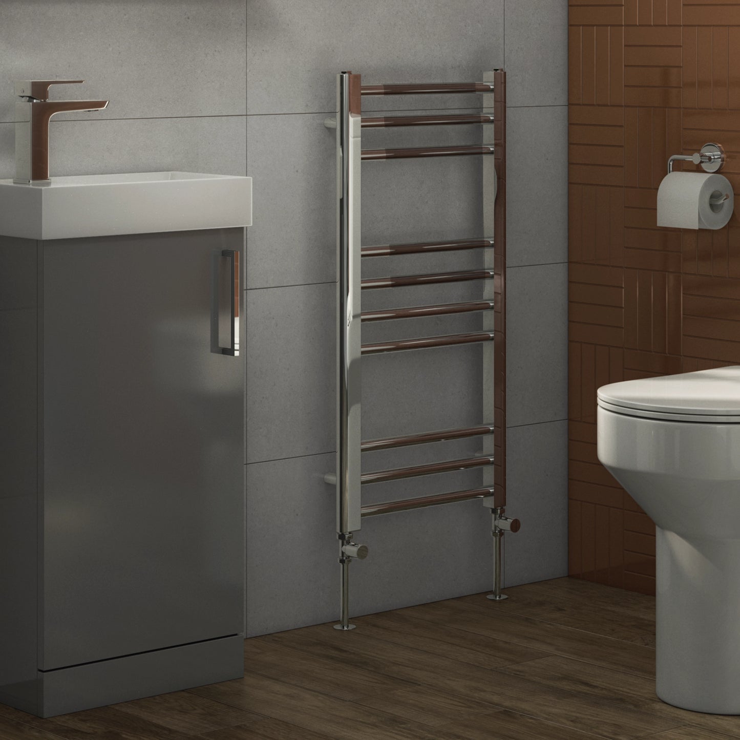 Campbell Straight 800 x 400mm Towel Warmer - Chrome