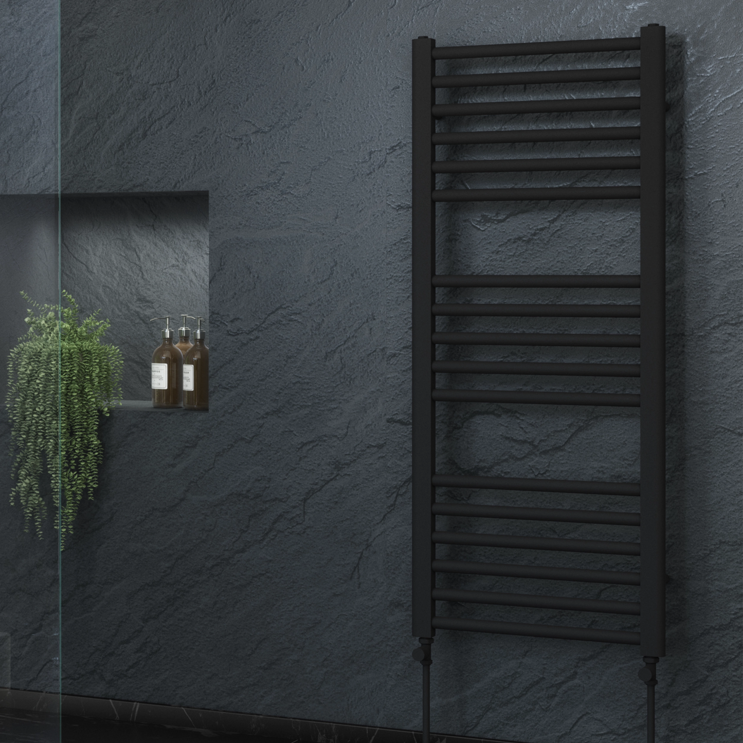 Campbell Straight 1200 x 500mm Towel Warmer - Matt Black