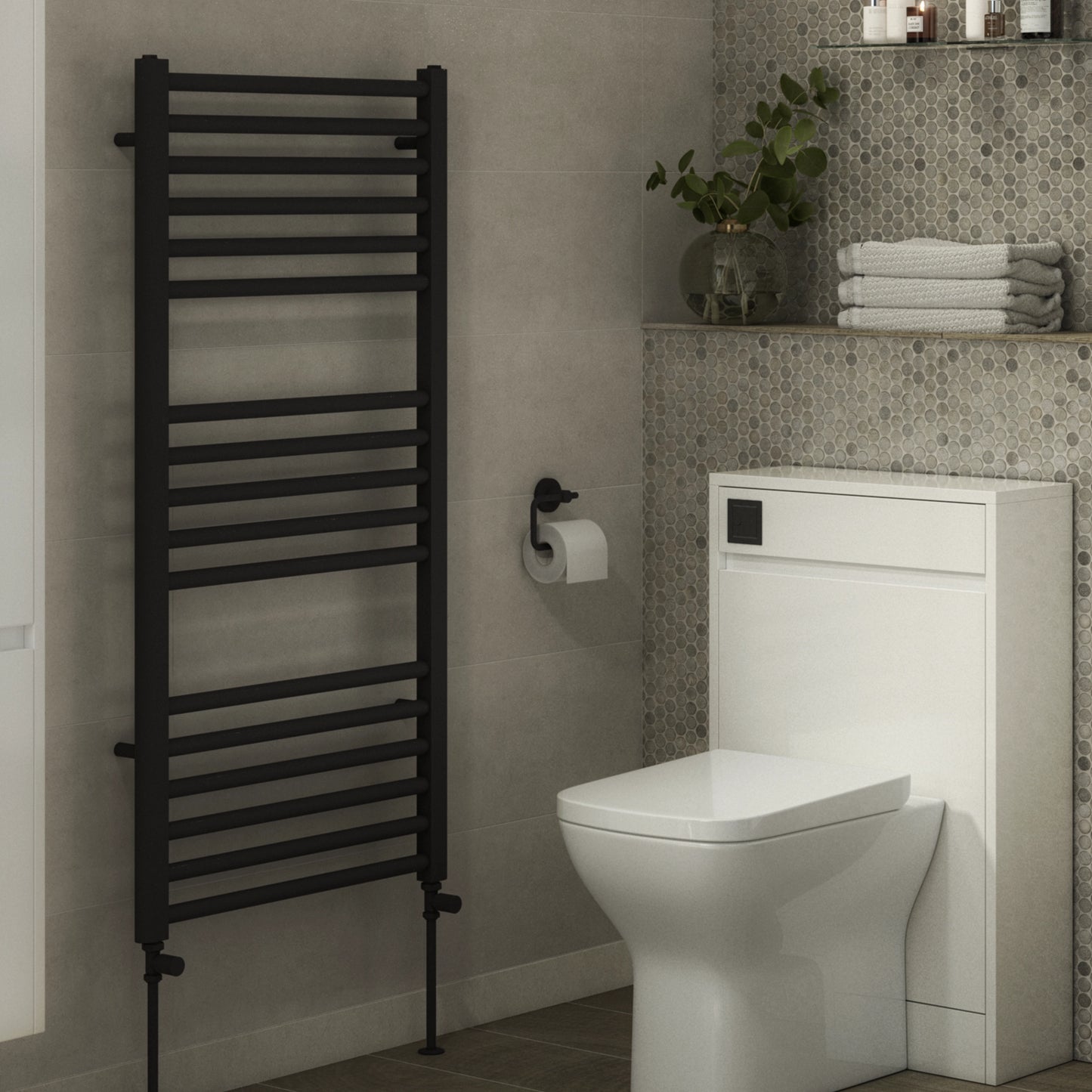 Campbell Straight 1200 x 600mm Towel Warmer - Matt Black