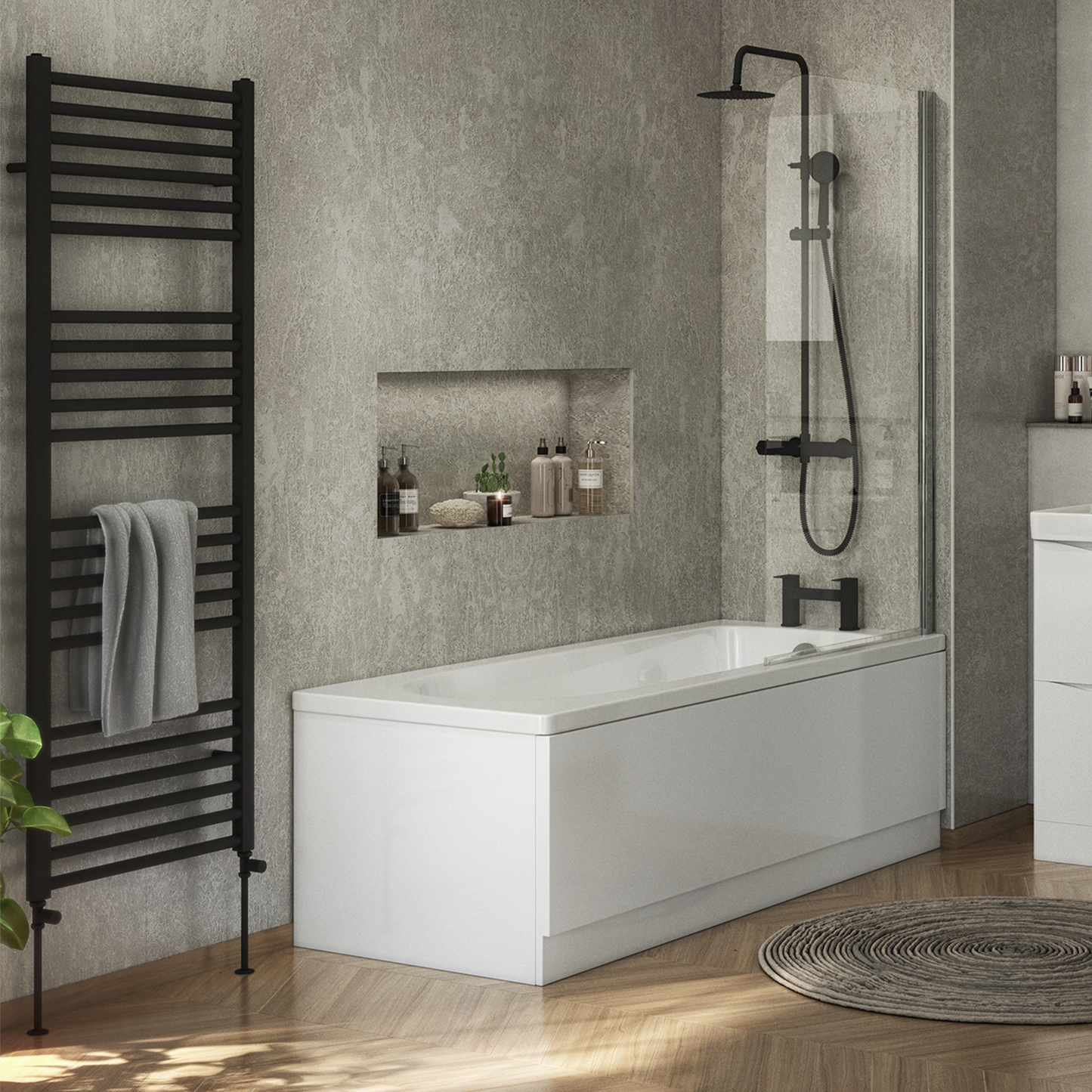 Campbell Straight 1600 x 600mm Towel Warmer - Matt Black