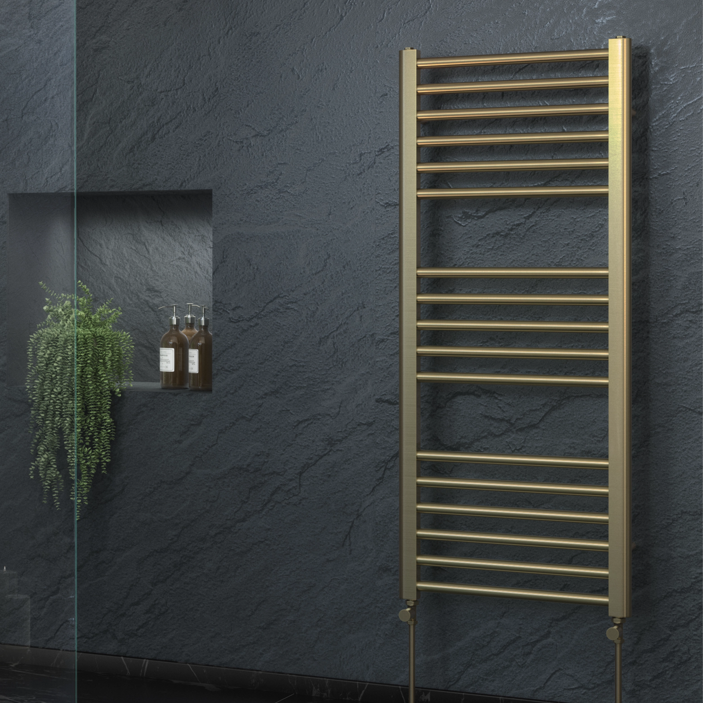 Campbell Straight 1200 x 500mm Towel Warmer - Brass