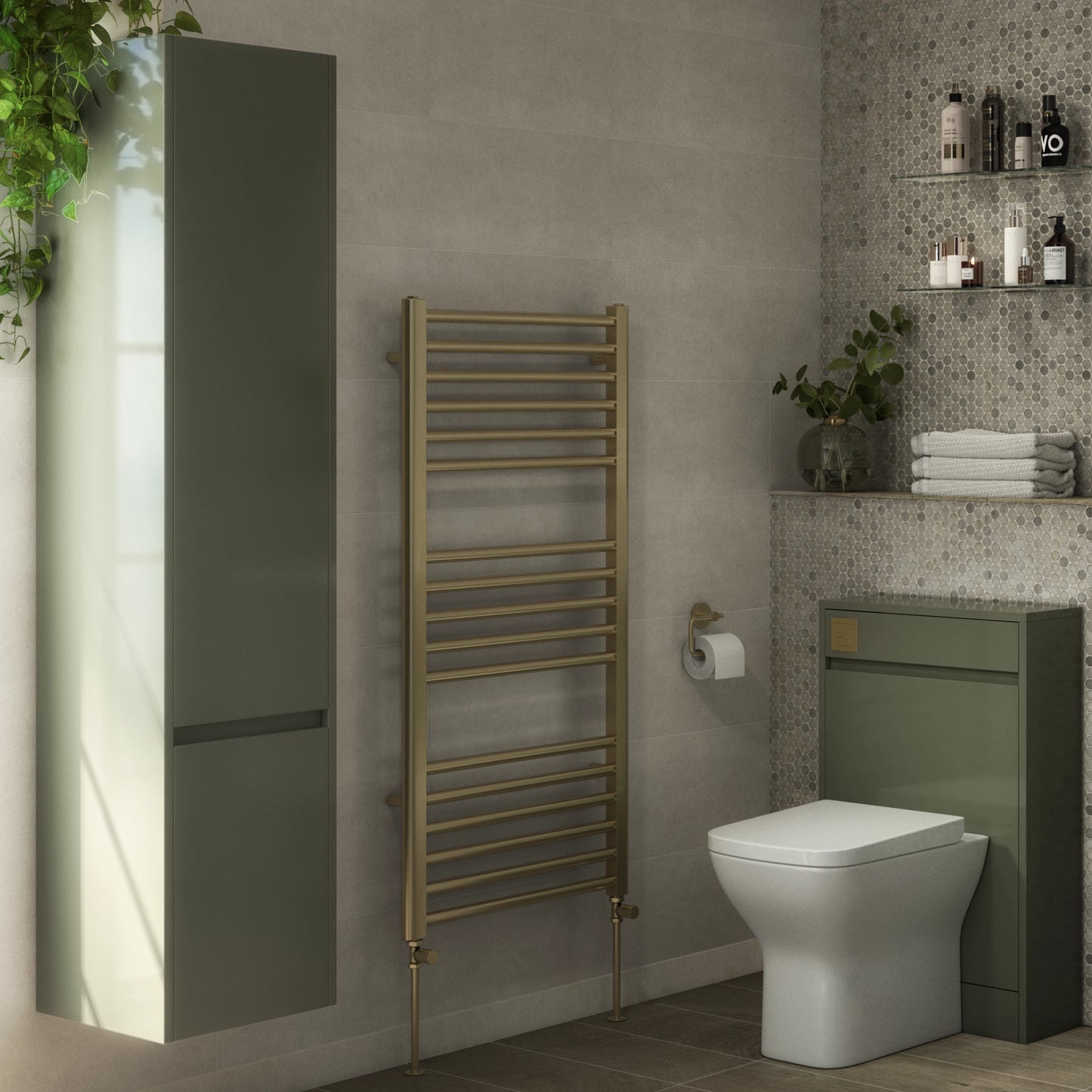 Campbell Straight 1200 x 600mm Towel Warmer - Brass