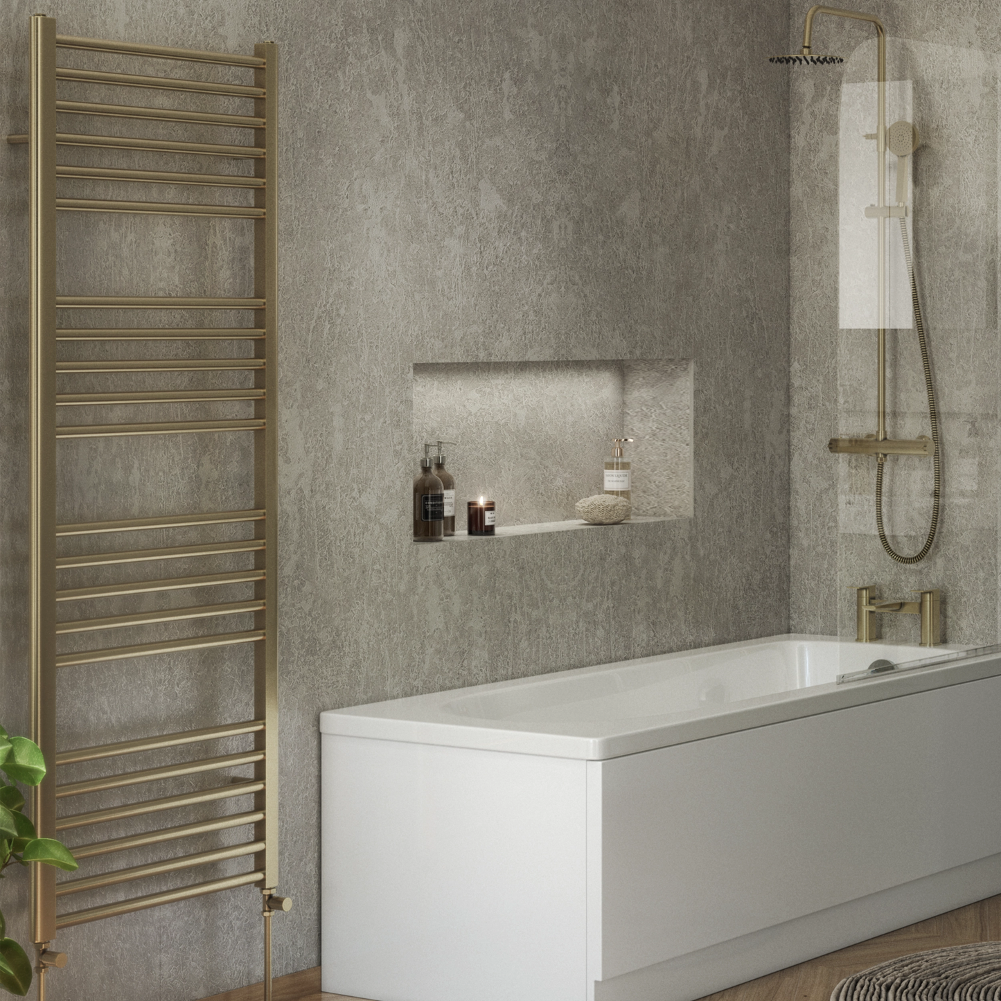 Campbell Straight 1600 x 600mm Towel Warmer - Brass