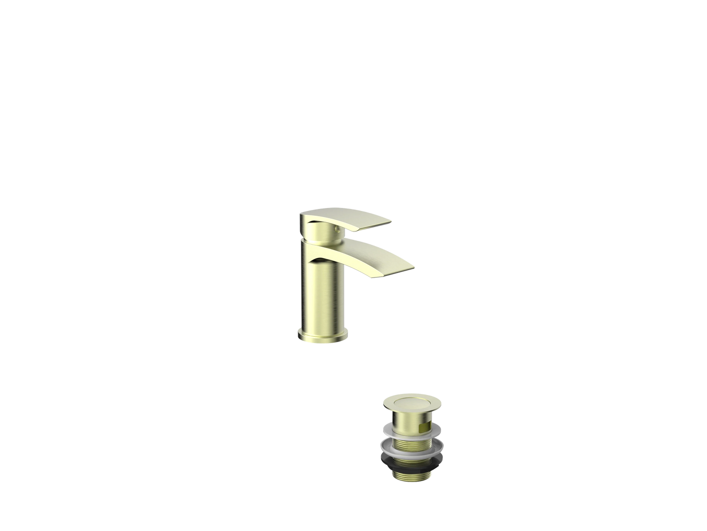 Swan Linford PVD Coated Mini Mono Basin Mixer w/ Pop Up Waste - Brushed Brass