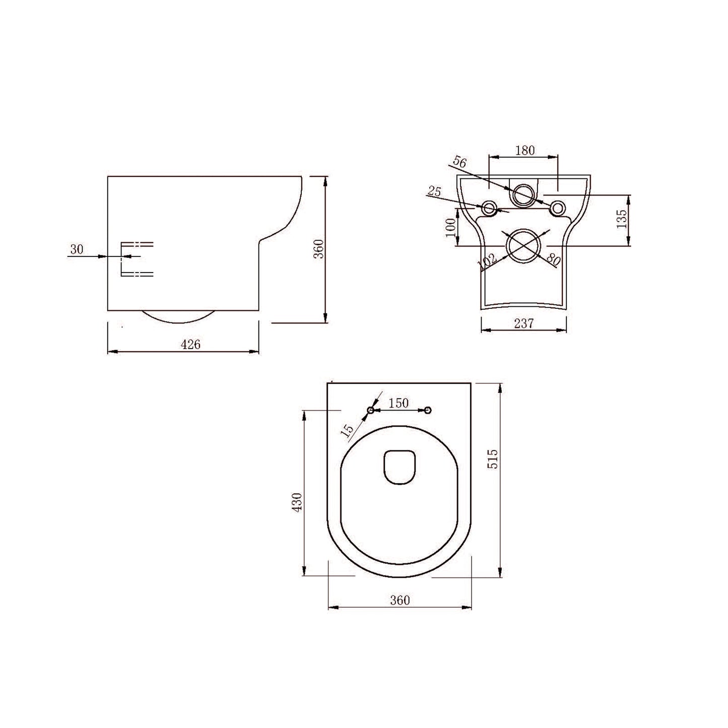 Howe Wall Hung WC Pan - White