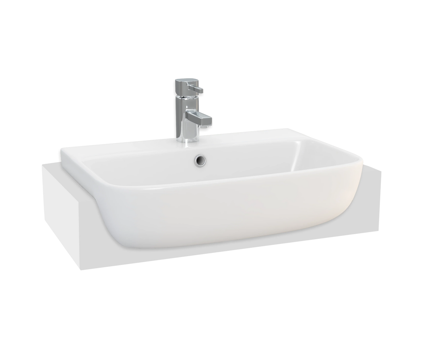 Swan Lodge 550mm Square Semi Recessed 1 Tap Hole Basin