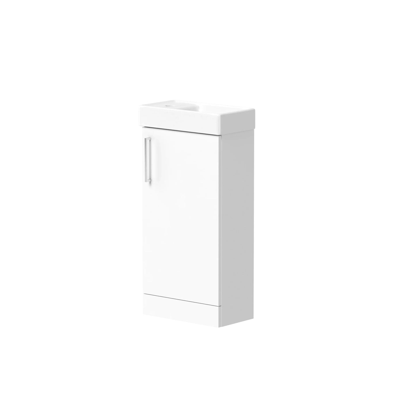 Swan Glebe 400mm x 750mm x 230mm Floorstanding Cloakroom Vanity Unit w/ 1 Tap hole Basin & Handles - Matt White