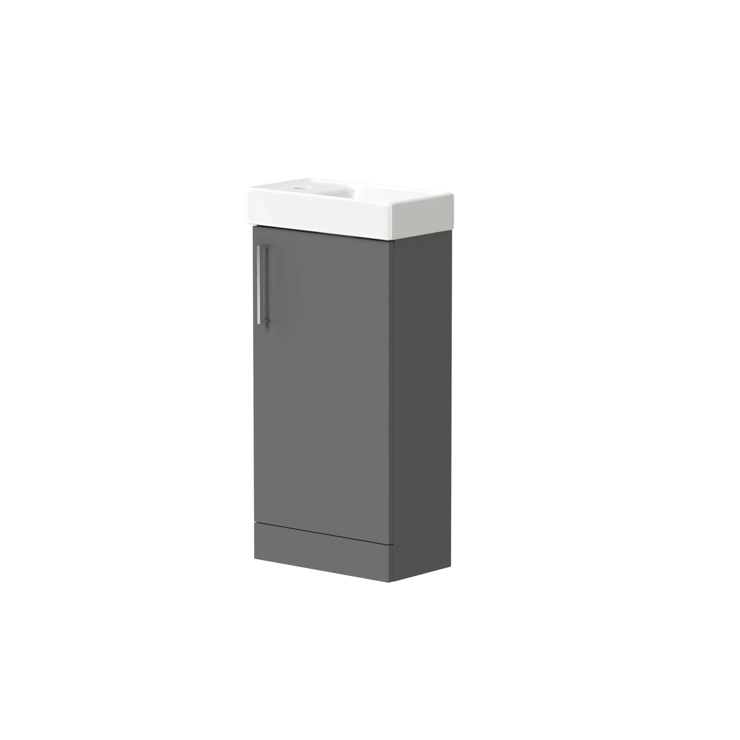 Swan Glebe 400mm x 750mm x 230mm Floorstanding Cloakroom Vanity Unit w/ 1 Tap hole Basin & Handles - Matt Grey