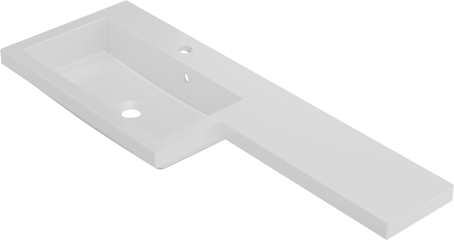 Swan Shenley 1230mm x 395mm 1 Tap Hole Left Handed L Shape Mineralcast Basin - White