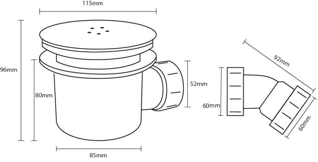 90mm Fast Flow Waste - Black