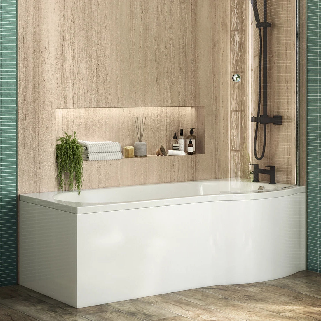 Broughton 1700mm x 850mm P Shaped Bath Right Hand