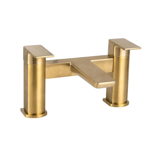 Hazeley PVD Coated One Spout Bath Filler w/ 2 Tap Holes - Brushed Brass