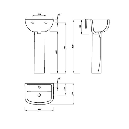 Howe 455mm x 340mm 1 Tap Hole Basin - White