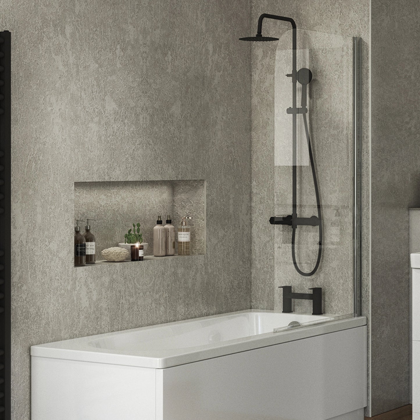 Walton 6mm x 800mm x 1400mm Half Radius Bath Screen