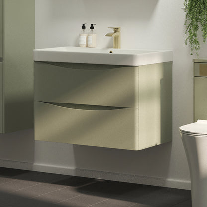 Oxley 800mm x 500mm x 460mm 2 Drawer Wall Mounted Vanity Unit - Savannah Green