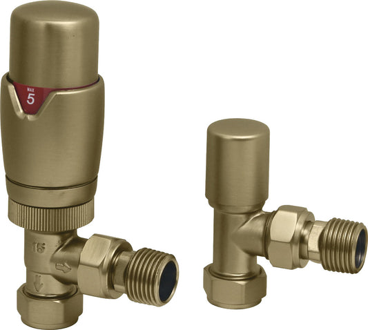 Swan TMV Thermostatic Angled Valve - Brushed Brass