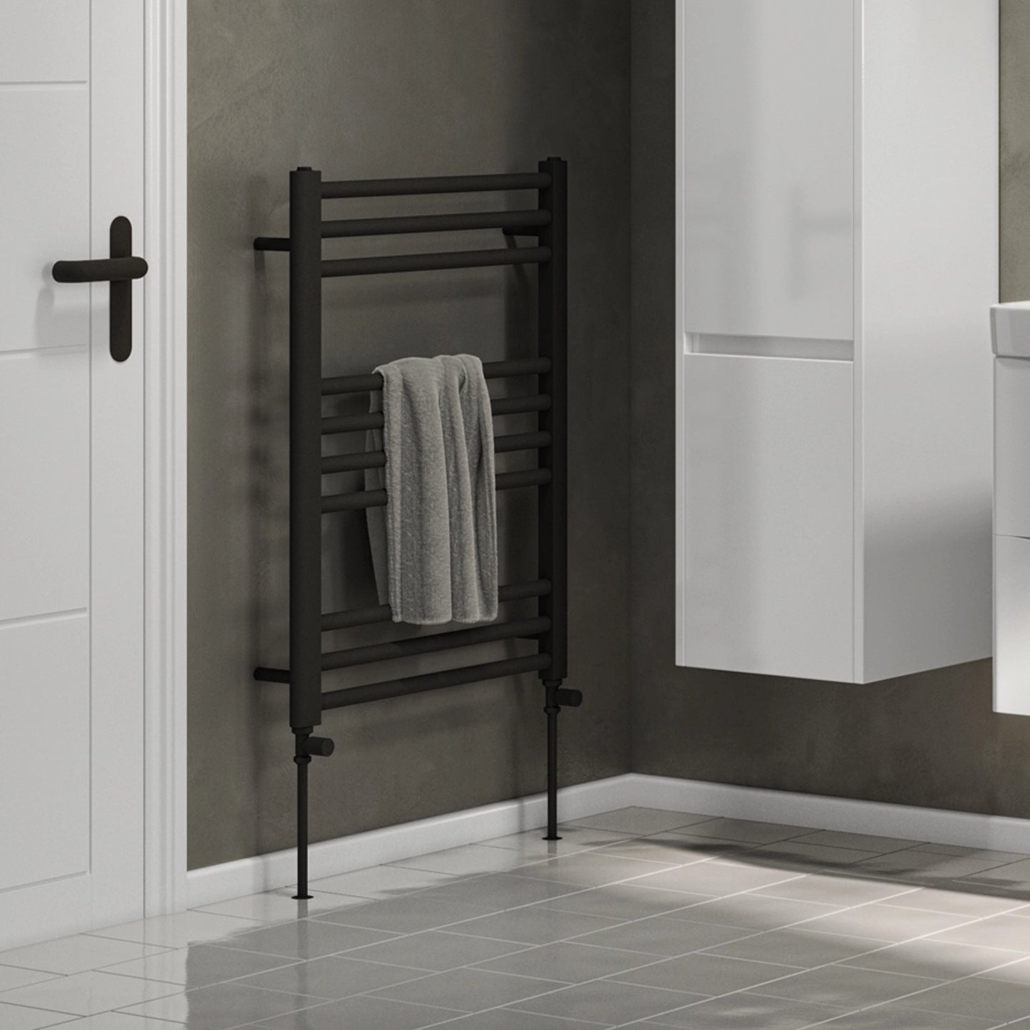 Campbell Straight 800 x 600mm Towel Warmer - Matt Black