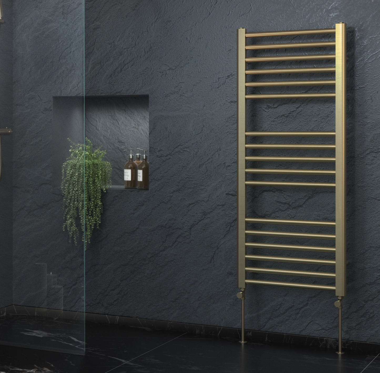 Campbell Straight Brushed Brass Towel Warmer