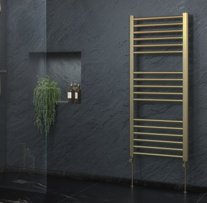 Campbell Straight Brushed Brass Towel Warmer