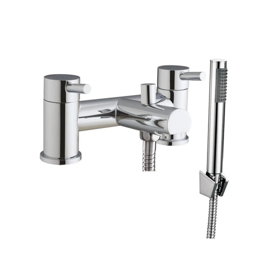 Swan Elfield Bath Shower Mixer w/ 2 Tap Holes, Slide Rail & Fixed & Handheld Shower Head - Chrome