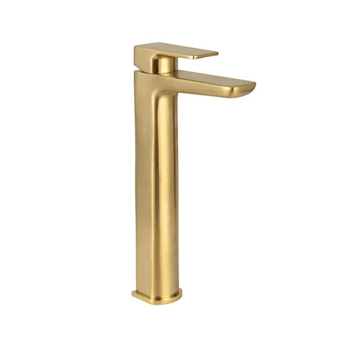 Hazeley PVD Coated Tall Mono Basin Mixer w/ Pop Up Waste - Brushed Brass