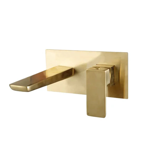 Hazeley PVD Coated Wall Mounted Basin Filler w/ Pop Up Waste - Brushed Brass