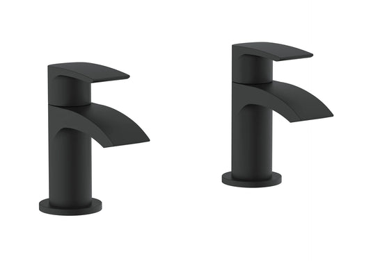 Swan Linford Electroplated Bath Pillar Taps w/ 2 Tap Holes - Black