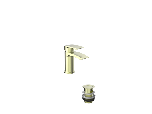 Swan Linford PVD Coated Mini Mono Basin Mixer w/ Pop Up Waste - Brushed Brass