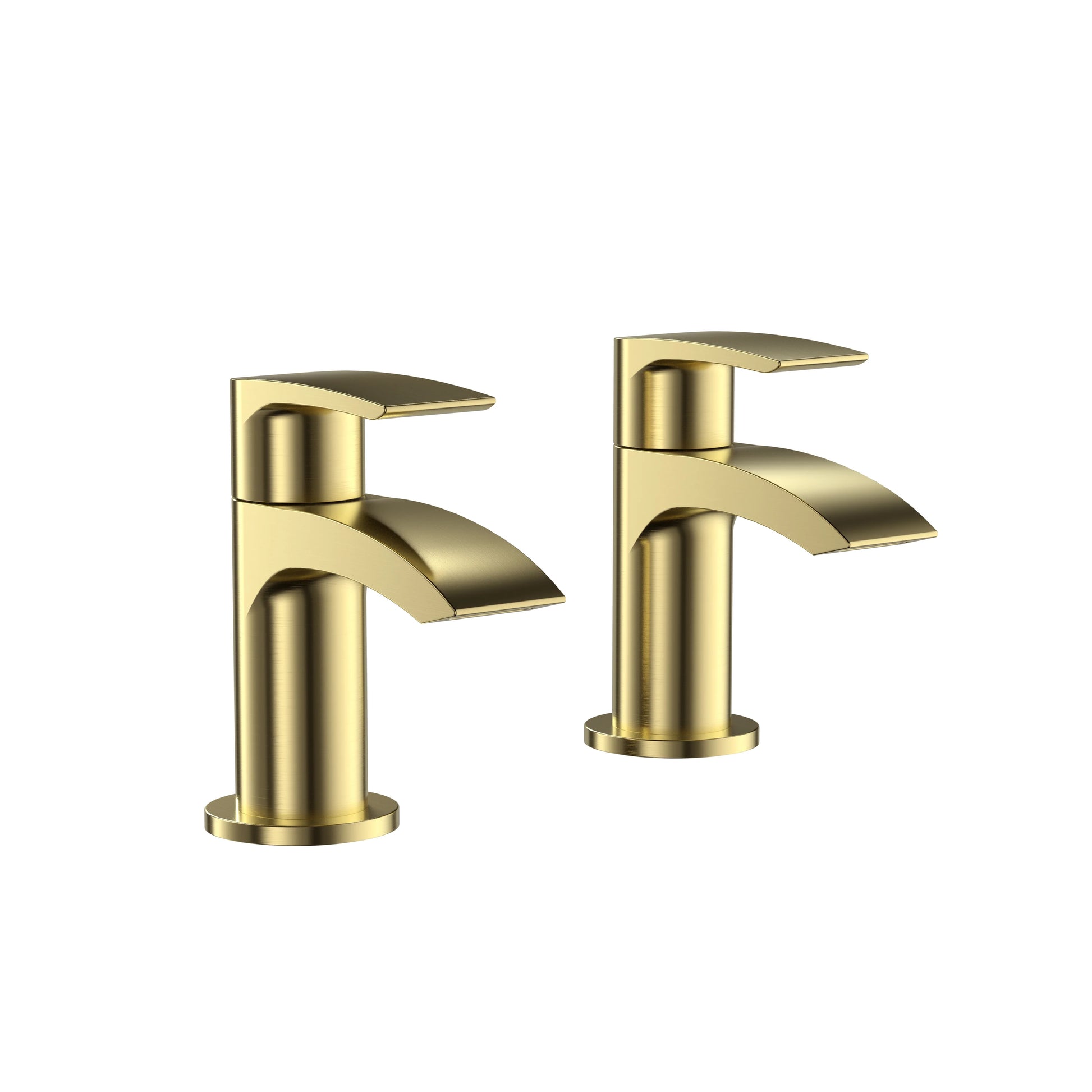 Swan Linford PVD Coated Tap Pair for 2 Tap Hole Basin w/ Pop Up Waste - Brushed Brass