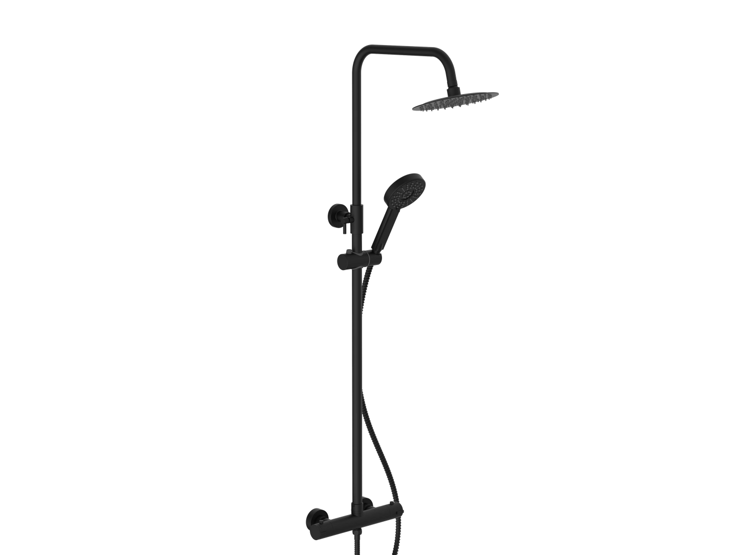 Swan Loughton Electroplated Column Shower w/ Rail, Hose & Round Head - Black