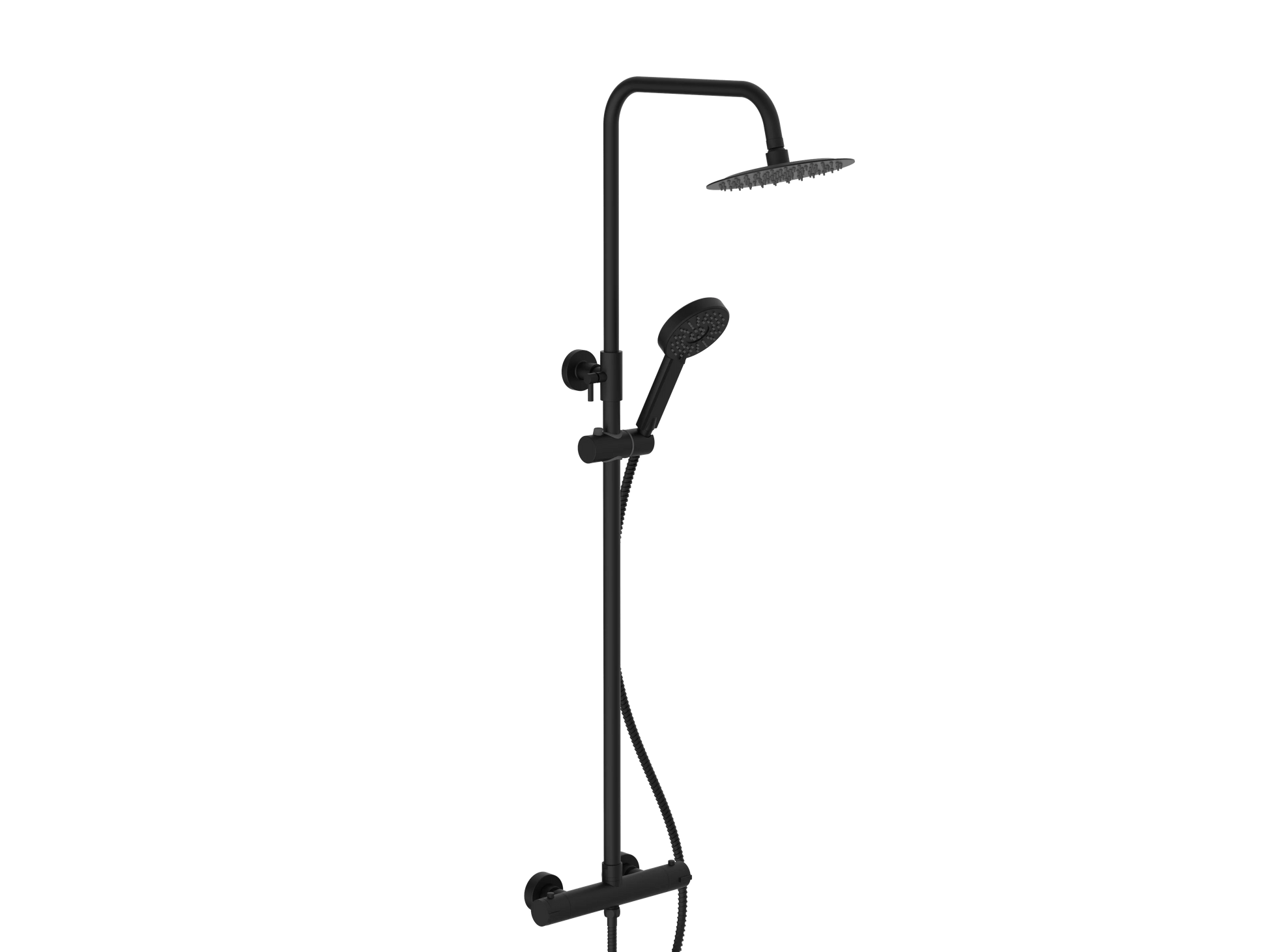 Swan Loughton Electroplated Column Shower w/ Rail, Hose & Round Head - Black