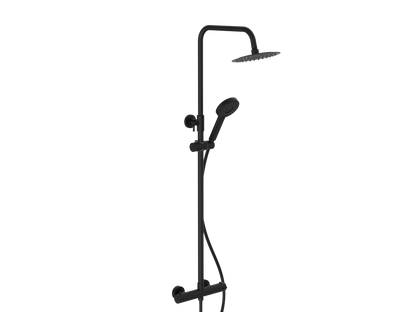 Swan Loughton Electroplated Column Shower w/ Rail, Hose & Round Head - Black