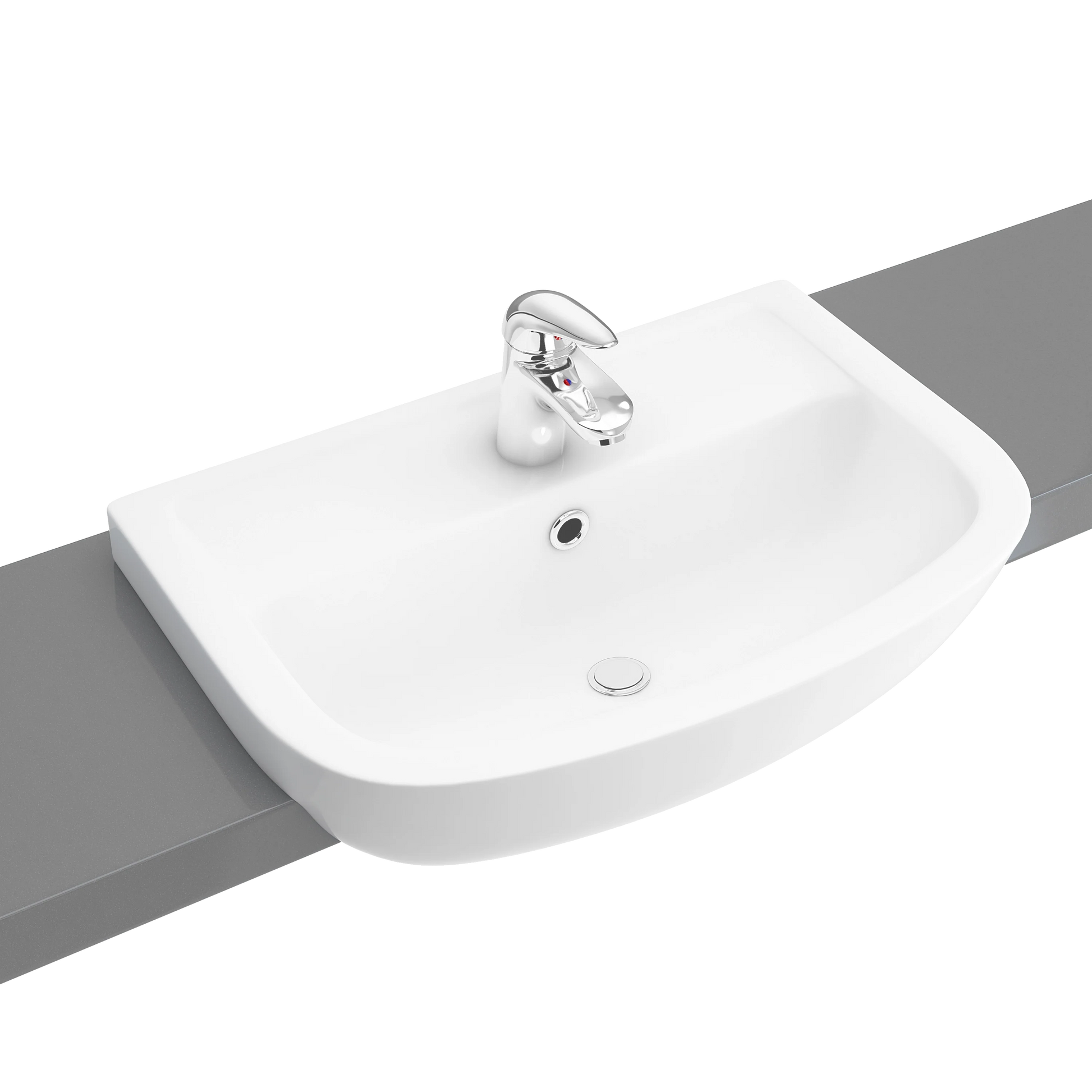 Swan Howe 550mm Semi Recessed 1 Tap Hole Basin - White