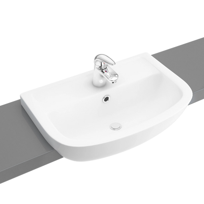 Swan Howe 550mm Semi Recessed 1 Tap Hole Basin - White