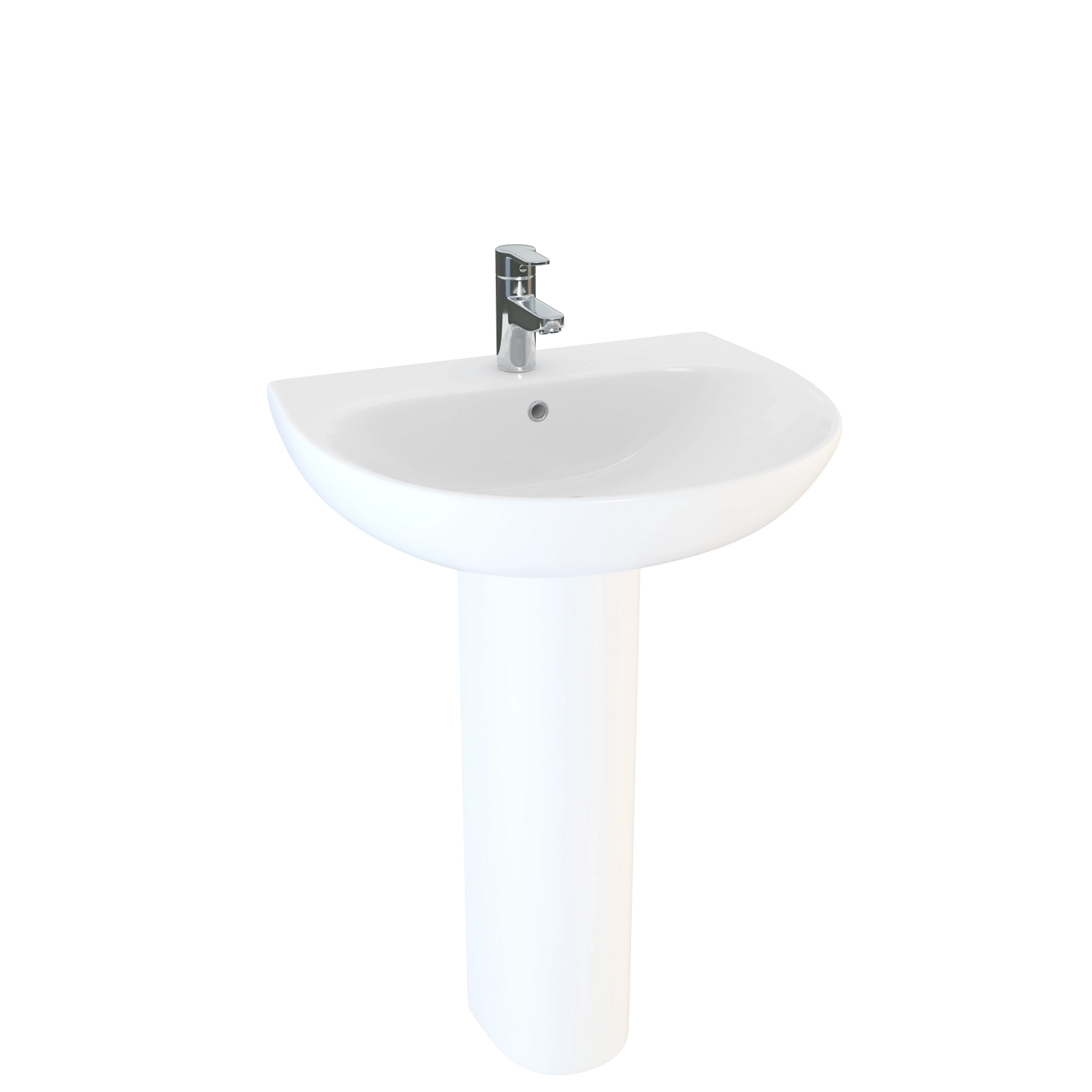 Swan Willen 550mm Round 1 Tap Hole Basin - White