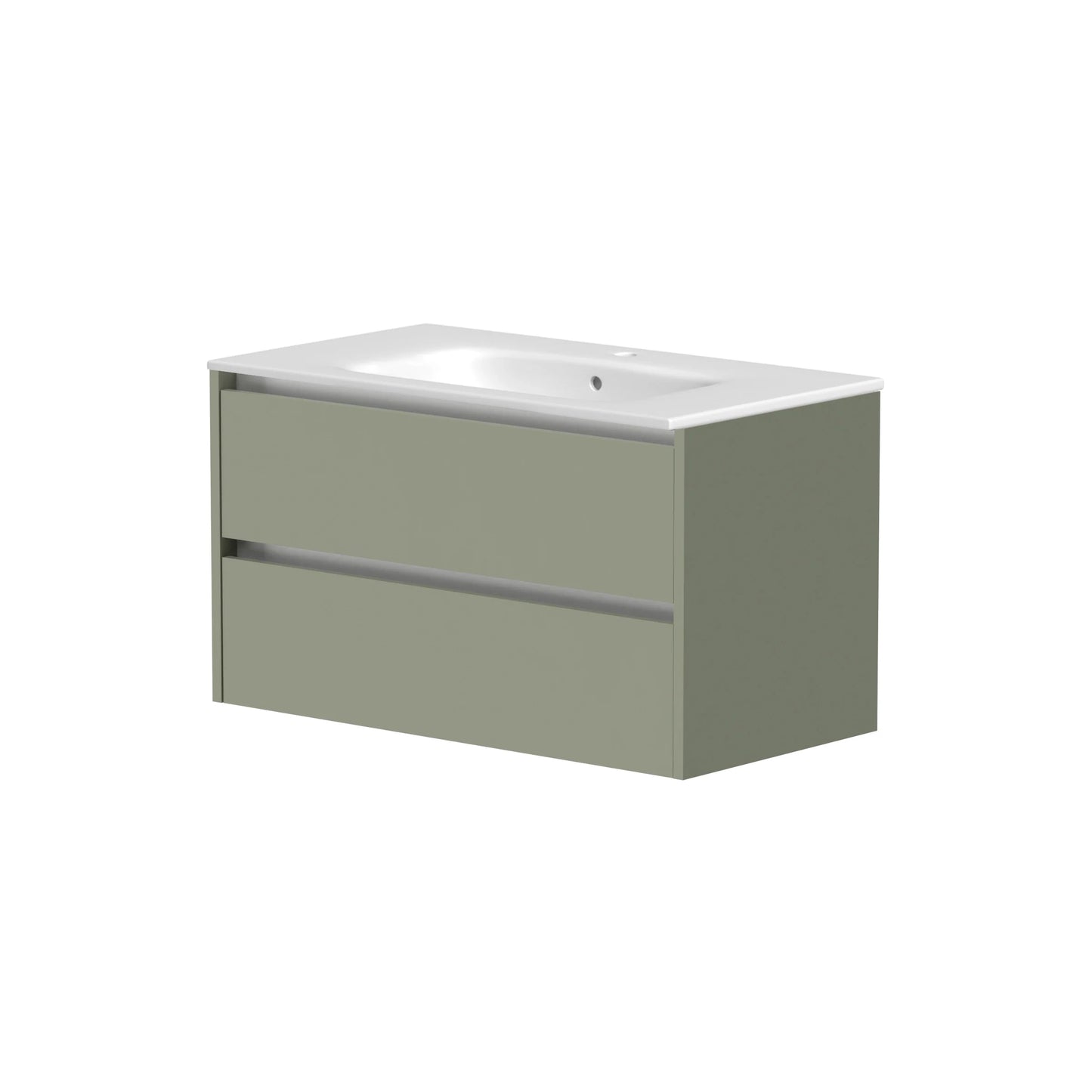 Swan Glebe 800mm x 500mm x 480mm 2 Drawer Wall Mounted Vanity Unit - Savannah Green