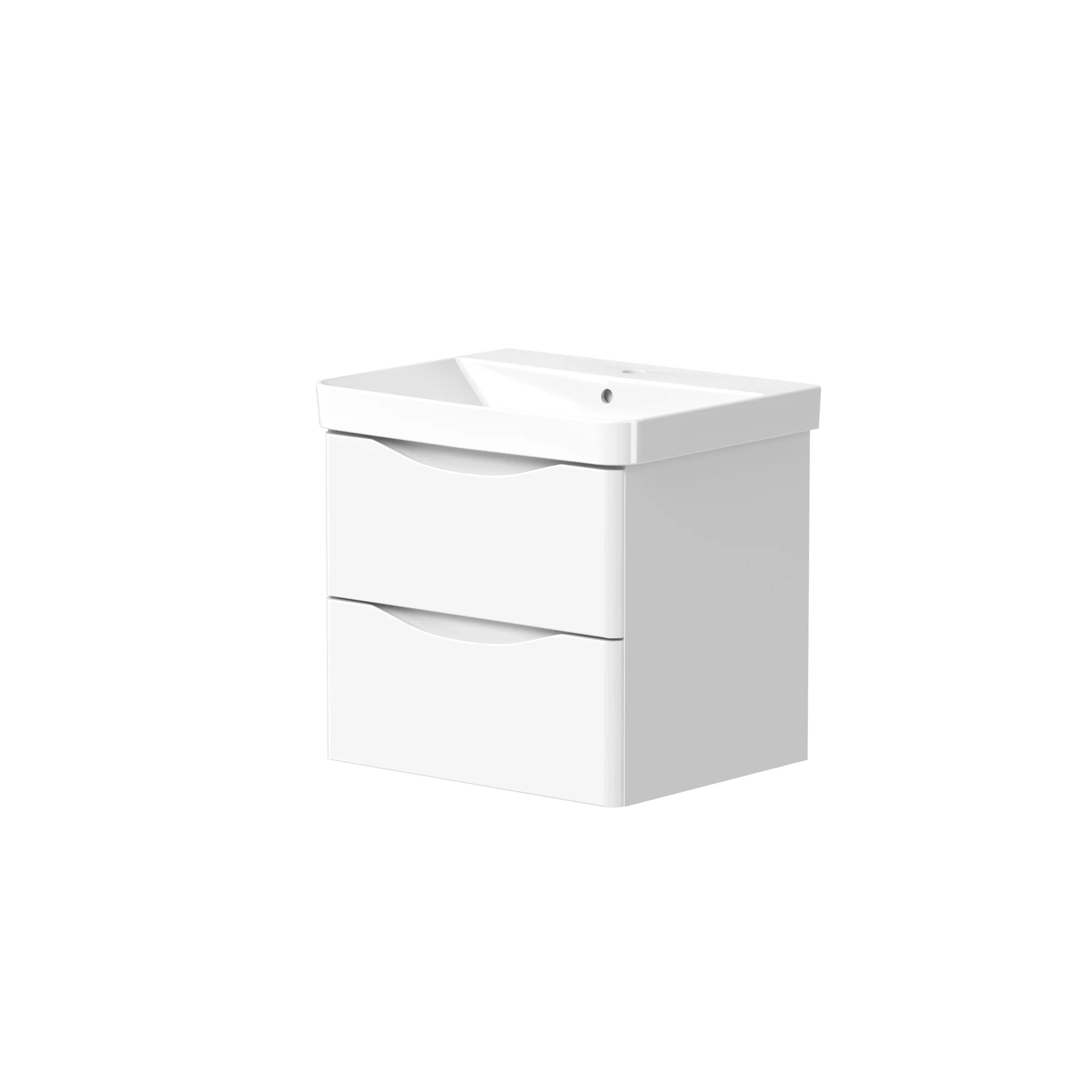 Swan Oxley 580mm x 830mm x 465mm 2 drawer Floorstanding Vanity Unit - Matt White