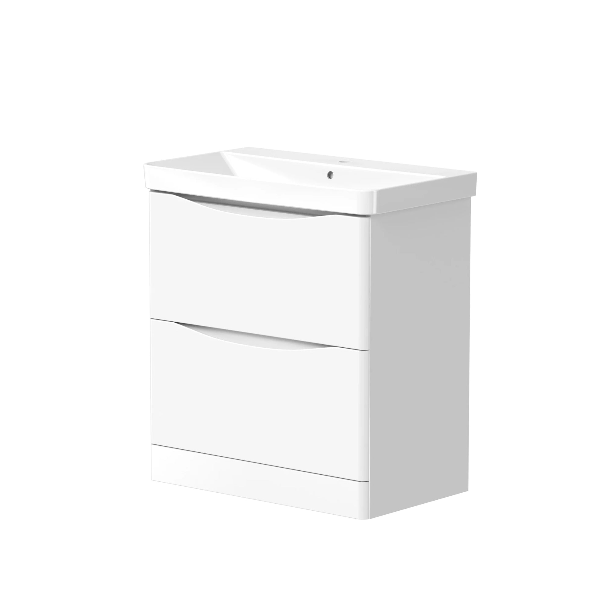 Swan Oxley 780mm x 830mm x 465mm 2 drawer Floorstanding Vanity Unit - Matt White