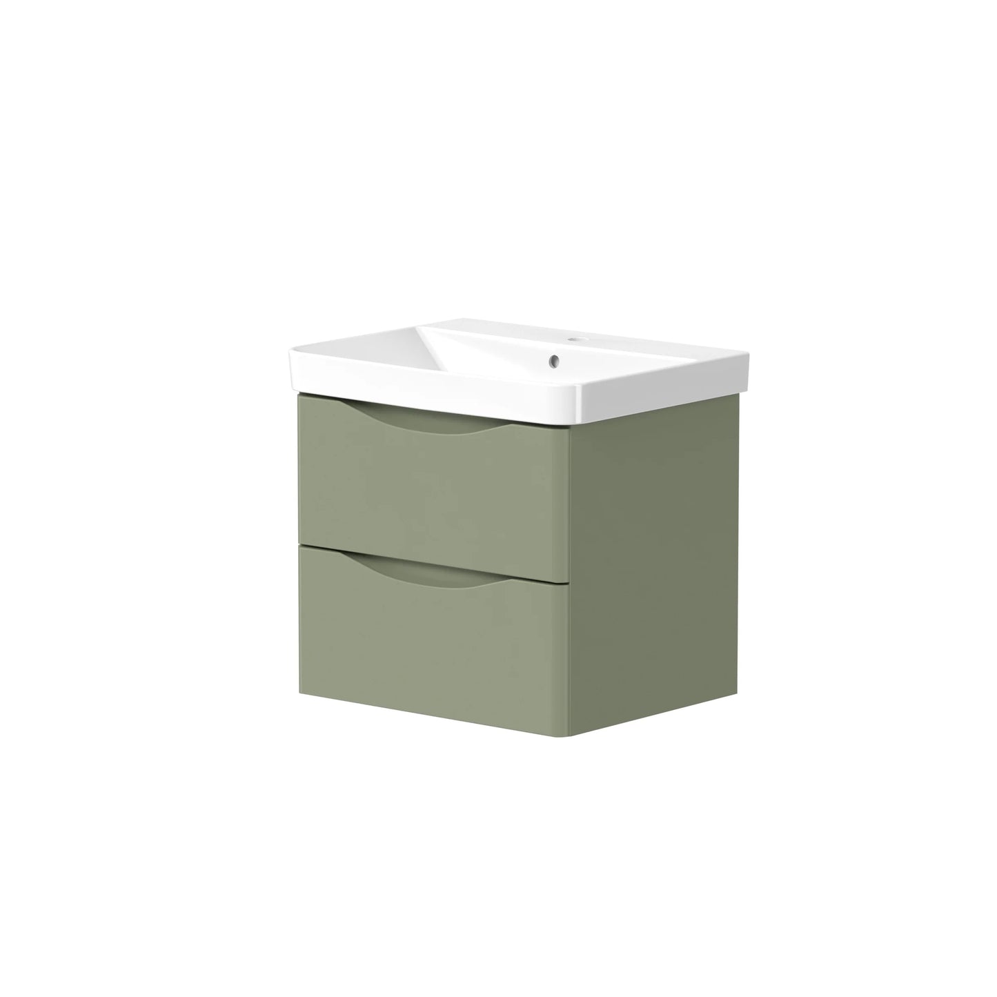 Swan Oxley 600mm x 500mm x 460mm 2 Drawer Wall Mounted Vanity Unit - Savannah Green