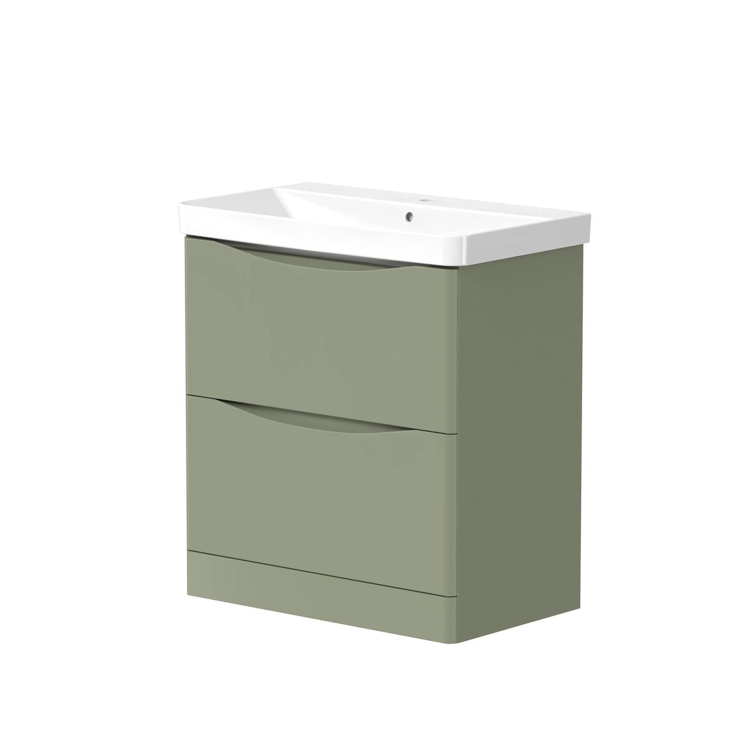 Swan Oxley 800mm x 500mm x 460mm 2 Drawer Wall Mounted Vanity Unit - Savannah Green