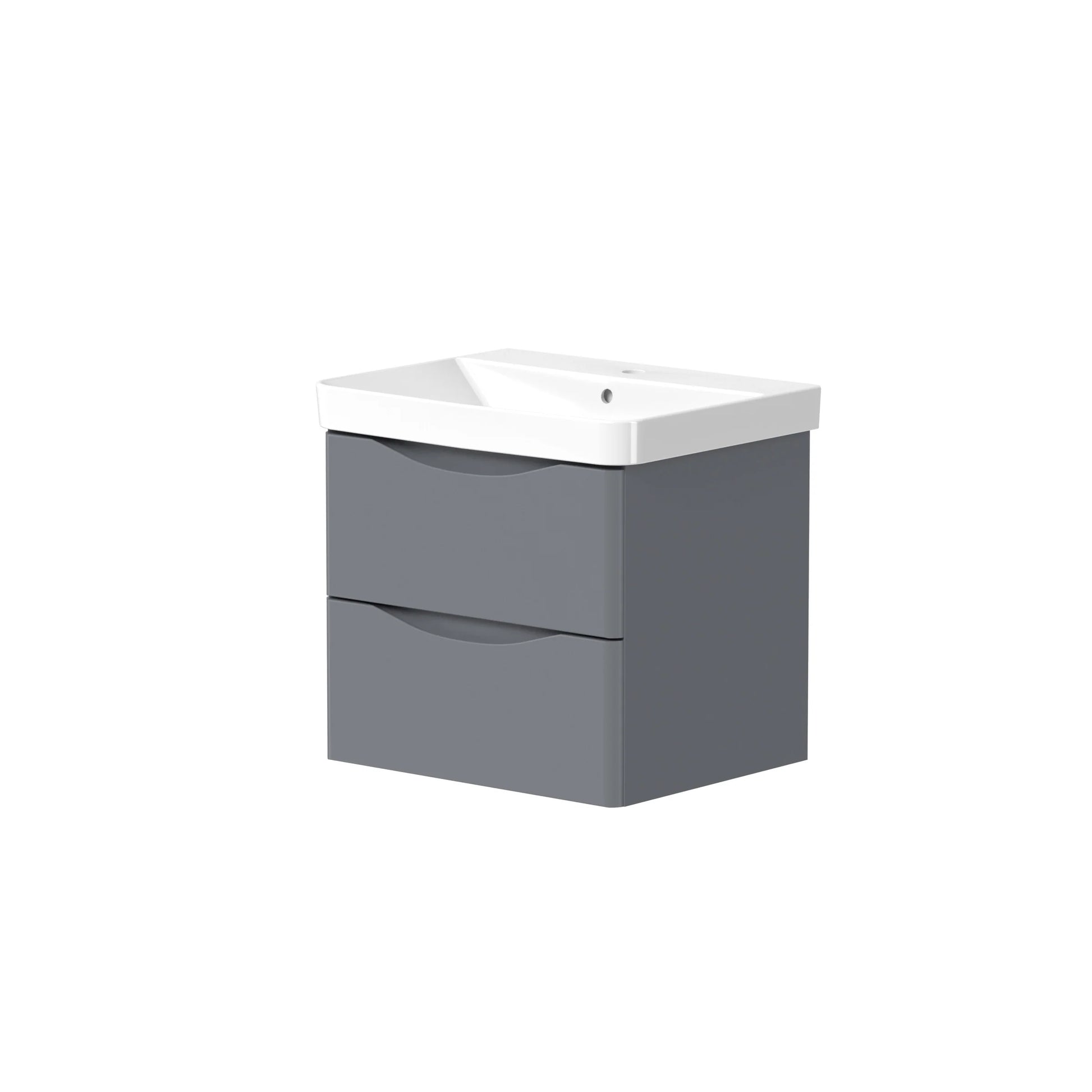 Swan Oxley 600mm x 500mm x 460mm 2 Drawer Wall Mounted Vanity Unit - Matt Grey